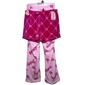 NWT Juicy Couture Girls Size 7/8 2 Piece Sleep Set Pink Shorts Pants Pajamas
